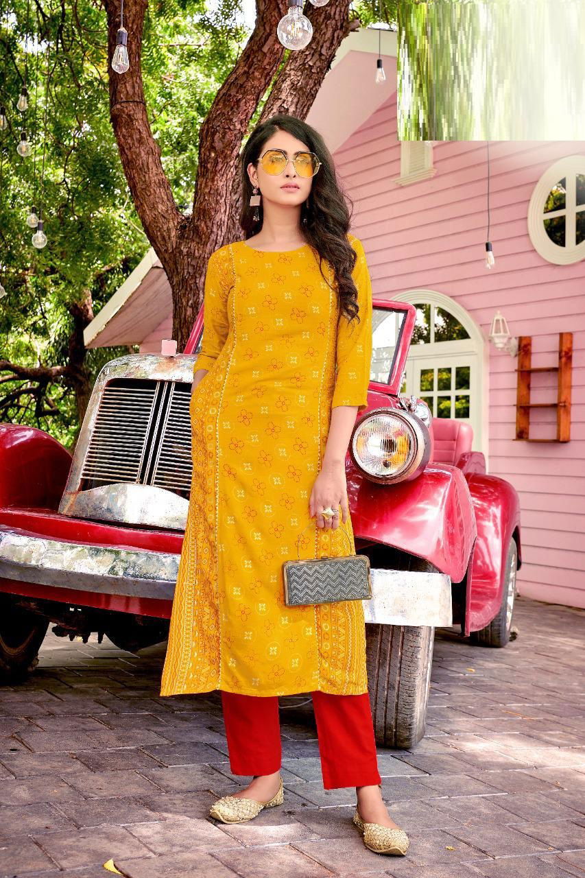 Blue Hills Hi Class 1 Casual Wear Rayon Designer Long Kurti Collection